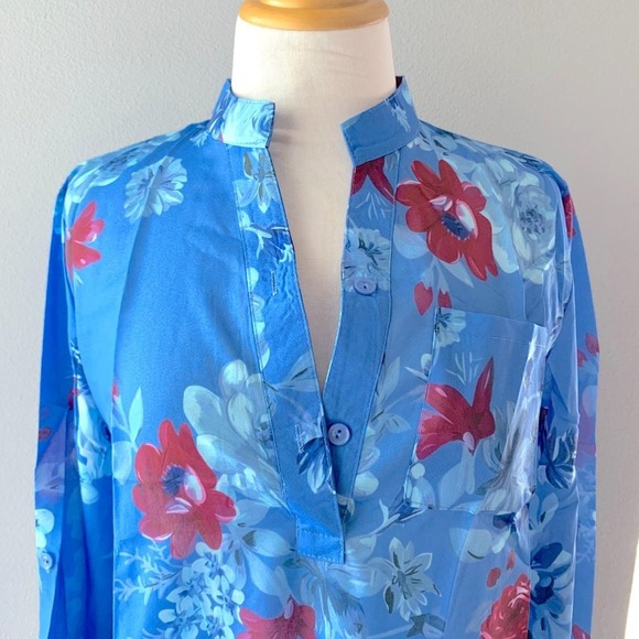 Floral Print Women Blouse Top Plus Size Long Sleeve Shirt Harajuku Printed - Picture 2 of 5